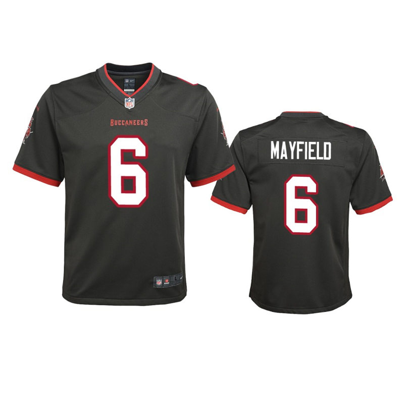 Youth Tampa Bay Buccaneers #6 Baker Mayfield Nike Pewter Alternate Limited Player Jersey