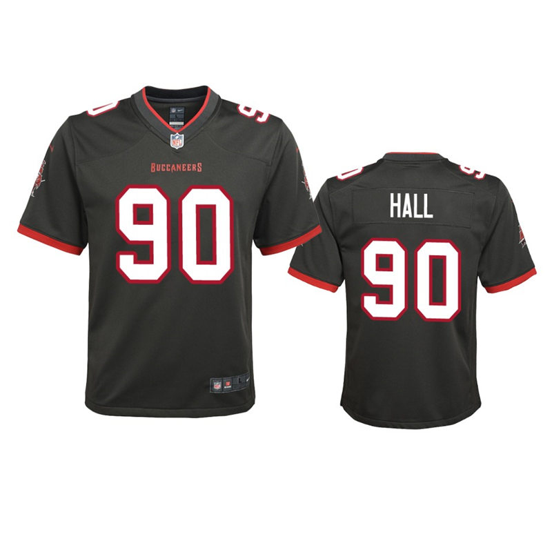 Youth Tampa Bay Buccaneers #90 Logan Hall Nike Pewter Alternate Limited Player Jersey
