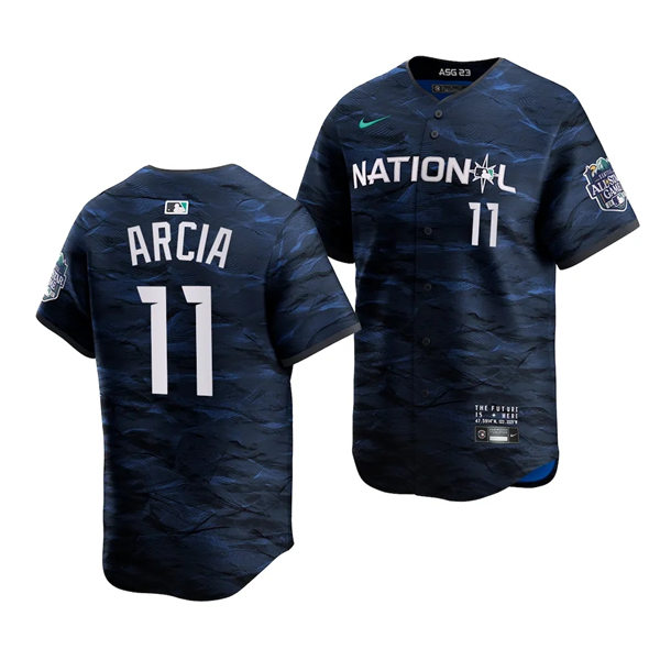 Mens Atlanta Braves #11 Orlando Arcia National League 2023 MLB All-Star Game Limited Player Jersey Navy