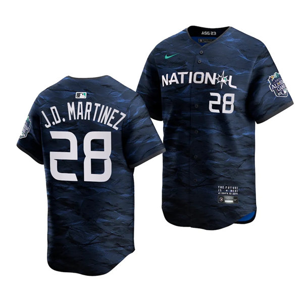 Mens Los Angeles Dodgers #28 J.D. Martinez National League 2023 MLB All-Star Game Limited Player Jersey Navy