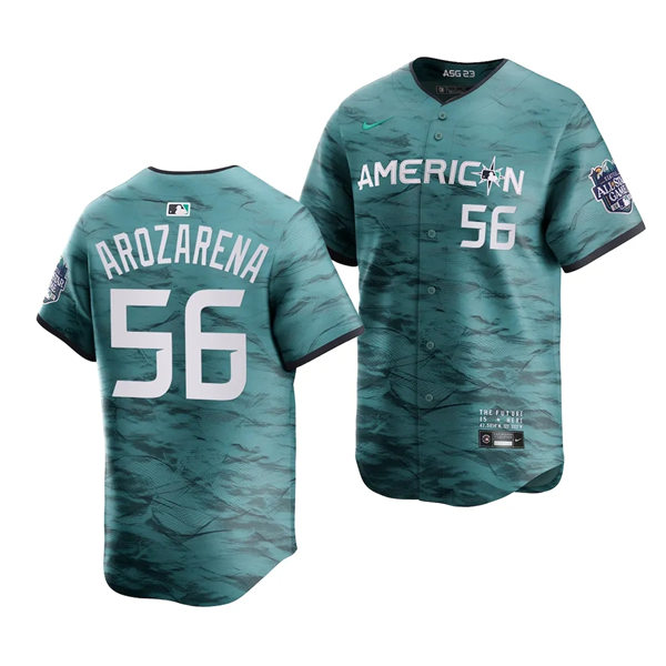 Men's Tampa Bay Rays #56 Randy Arozarena American League 2023 MLB All-Star Game Limited Player Jersey Teal