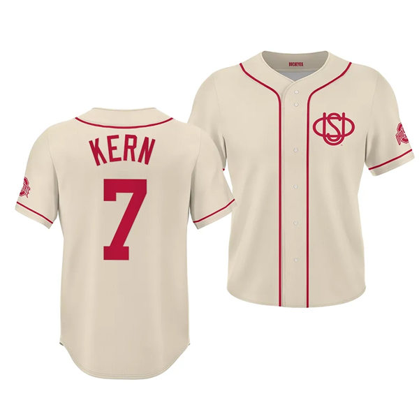 Mens Youth Ohio State Buckeyes #7 Kade Kern Nike Natural 1900's Retro Baseball Jersey