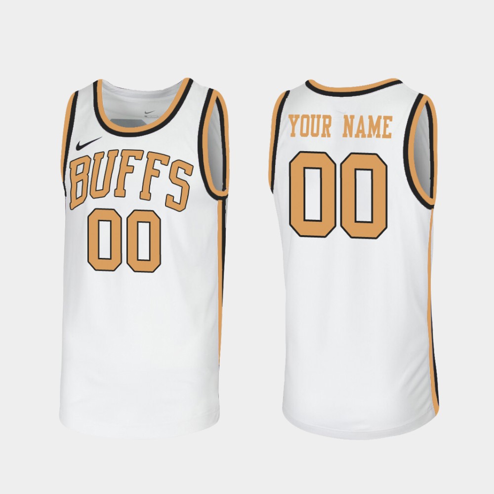 Mens Youth Colorado Buffaloes Custom Nike 2022-23 White Gold College Basketball Game Jersey