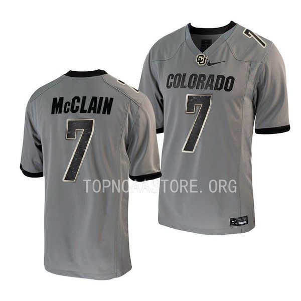 Mens Youth Colorado Buffaloes #7 Cormani McClain Nike 2023 Gray Football Game Jersey