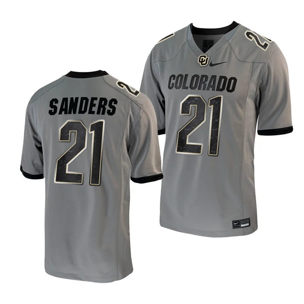 Mens Youth Colorado Buffaloes #21 Shilo Sanders Nike 2023 Gray Football Game Jersey