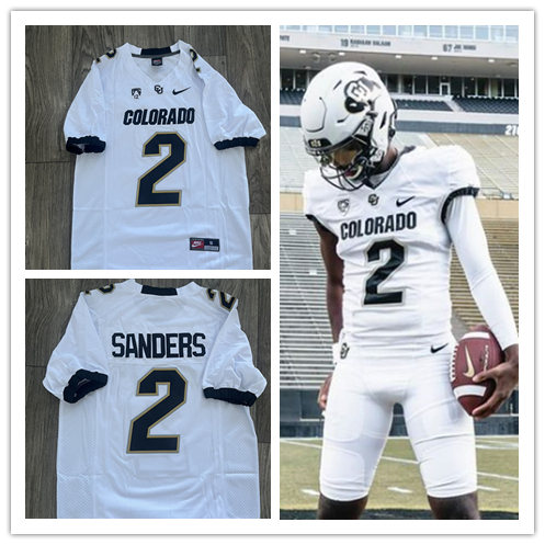 Mens Youth Colorado Buffaloes #2 Shedeur Sanders Nike White 2022 Football Game Jersey