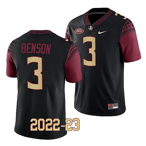 Men's Florida State Seminoles #3 Trey Benson Nike 2022 Black College Football Game Jersey