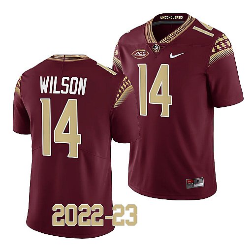 Men's Florida State Seminoles #14 Johnny Wilson Nike 2022 Garnet College Football Game Jersey