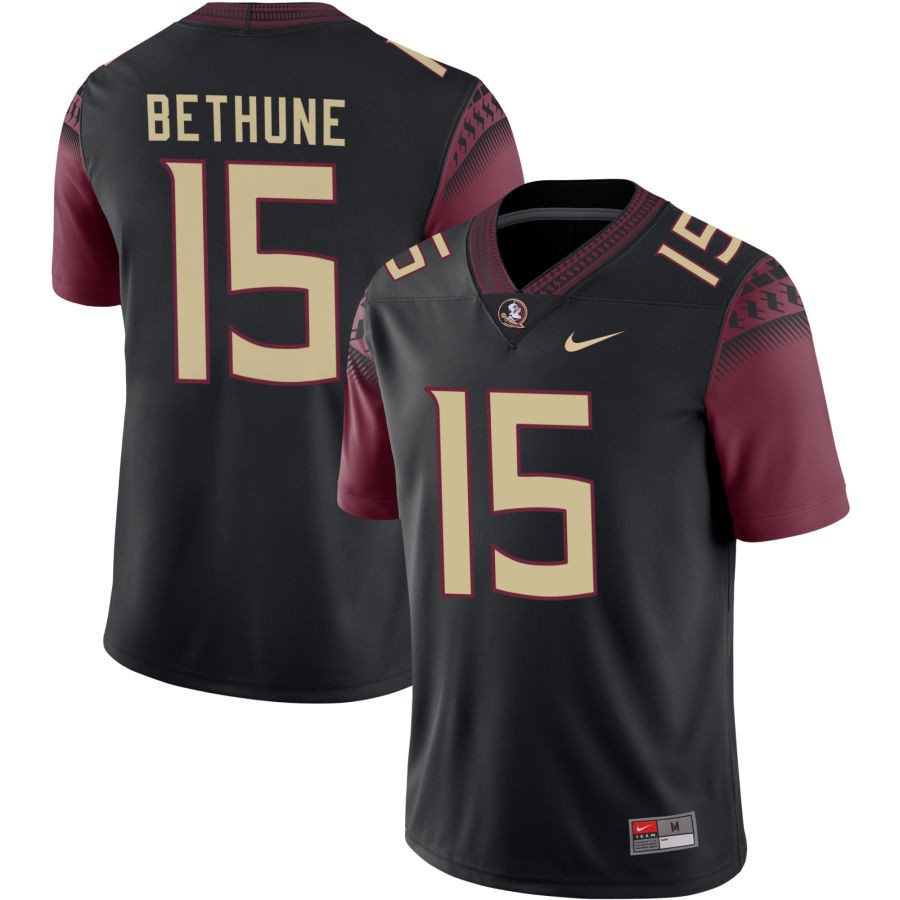 Men's Florida State Seminoles #15 Tatum Bethune Nike 2022 Black College Football Game Jersey