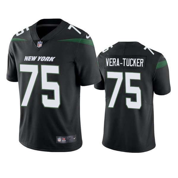 Men's New York Jets #75 Alijah Vera-Tucker Nike Stealth Black Alternate Limited Jersey