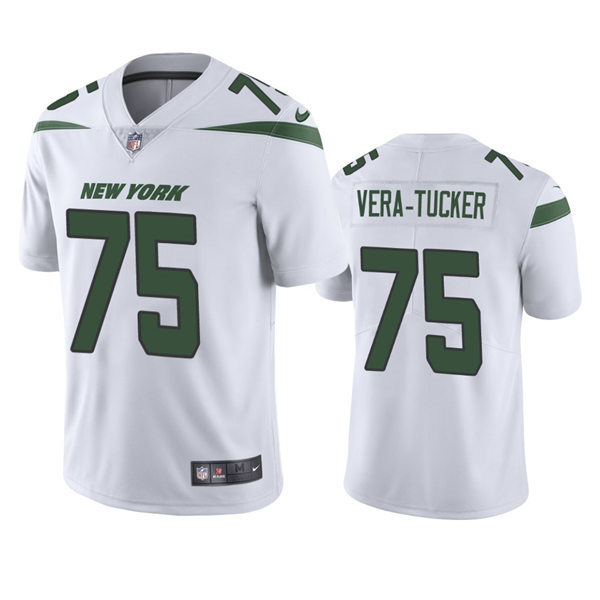 Men's New York Jets #75 Alijah Vera-Tucker Nike White Vapor Untouchable Limited Jersey
