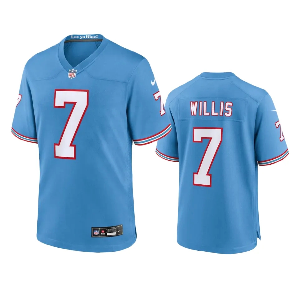 Mens Tennessee Titans #7 Malik Willis Nike Light Blue Oilers Throwback Vapor F.U.S.E. Limited Jersey
