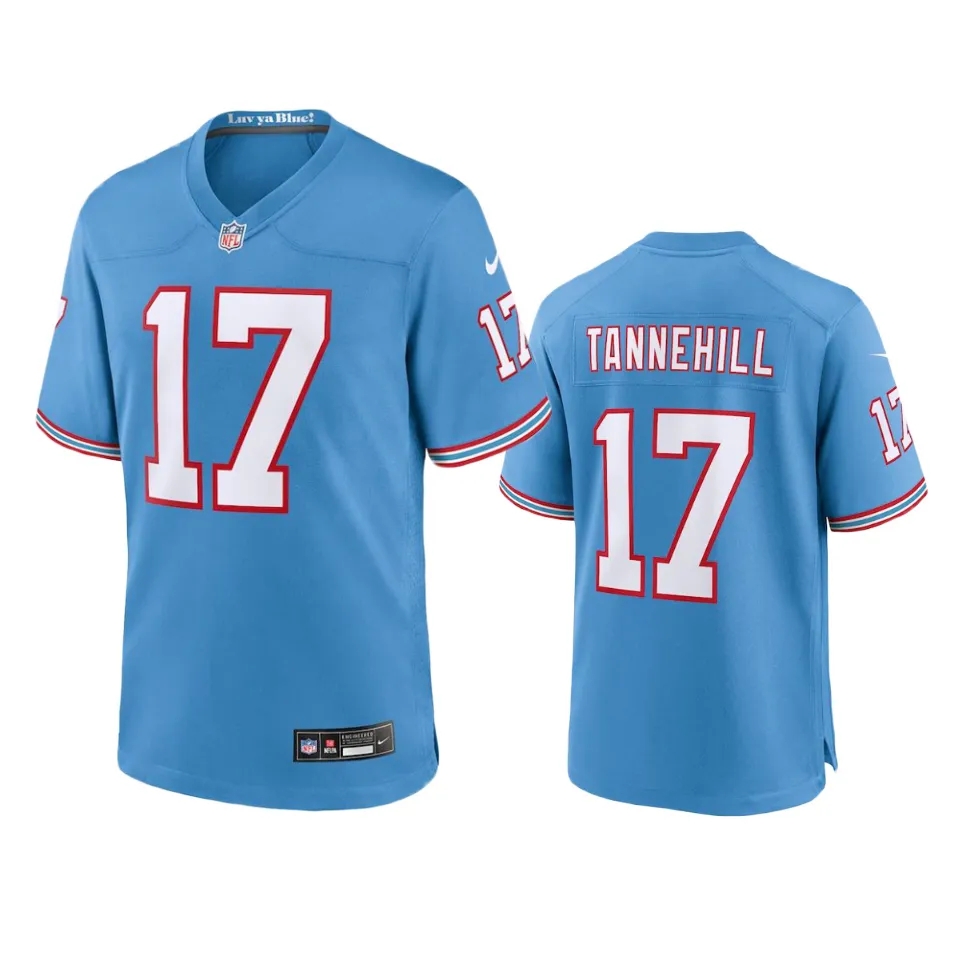 Mens Tennessee Titans #17 Ryan Tannehill Nike Light Blue Oilers Throwback Vapor F.U.S.E. Limited Jersey