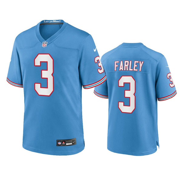 Mens Tennessee Titans #3 Caleb Farley Nike Light Blue Oilers Throwback Vapor F.U.S.E. Limited Jersey