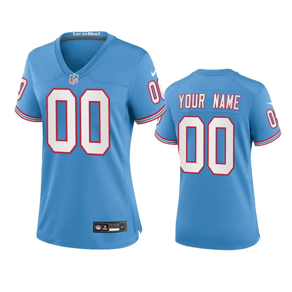 Womens Tennessee Titans Custom Nike Light Blue Oilers Throwback Limited Jersey