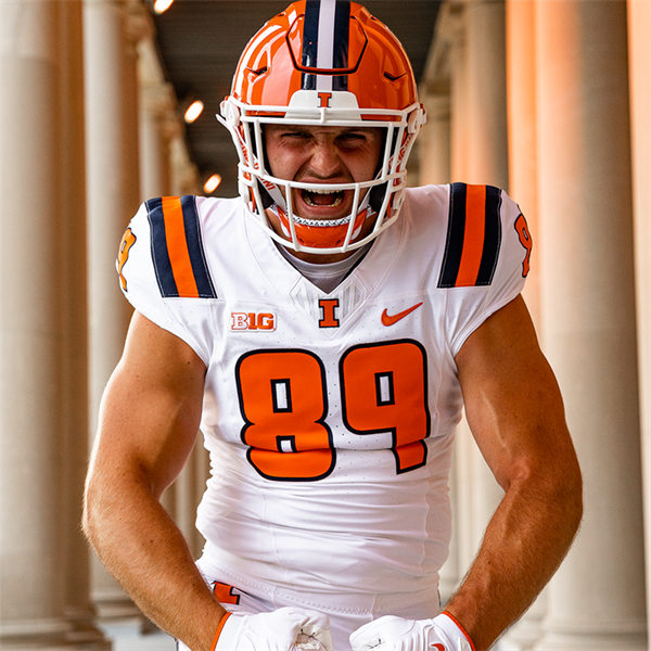 Men's  Youth Illinois Fighting Illini Custom 2024 White Football Game Jersey