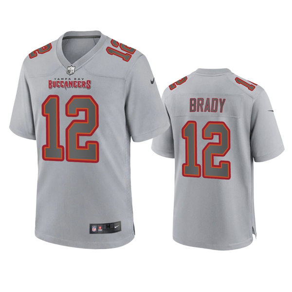 Mens Tampa Bay Buccaneers #12 Tom Brady Gray Atmosphere Fashion Game Jersey