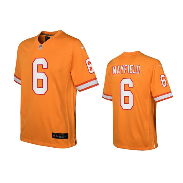 Youth Tampa Bay Buccaneers #6 Baker Mayfield Orange Throwback Game Jersey