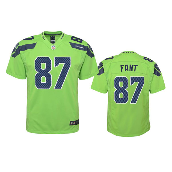 Youth Seattle Seahawks #87 Noah Fant Nike Neon Green Color Rush Limited Jersey