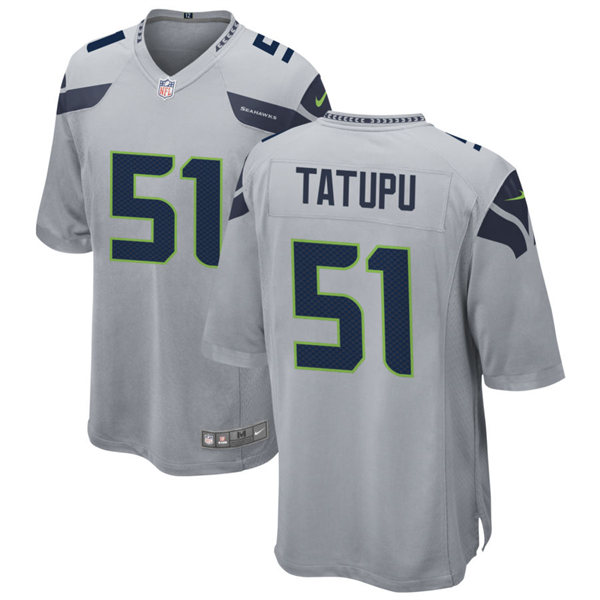 Men's Seattle Seahawks Retired Player #51 Lofa Tatupu Nike Gray Alternate Vapor Limited Jersey