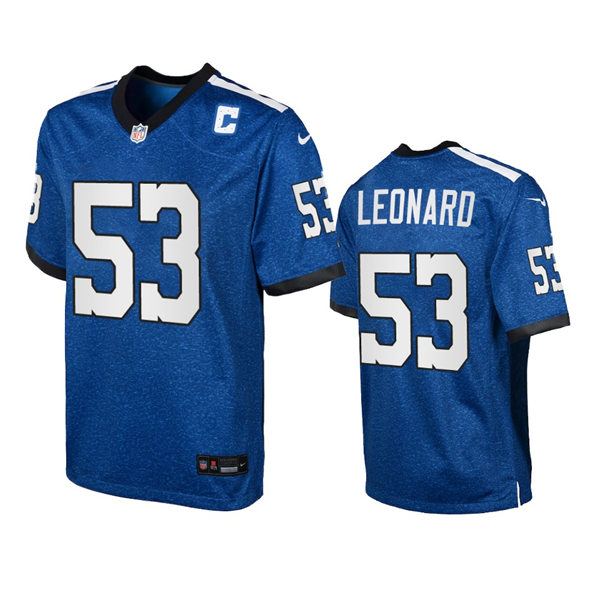 Youth Indianapolis Colts #53 Shaquille Leonard Royal Indiana Nights Game Jersey