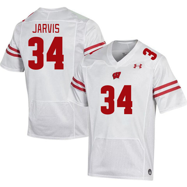 Mens Youth Wisconsin Badgers #34 Charlie Jarvis 2023 White College Football Game Jersey