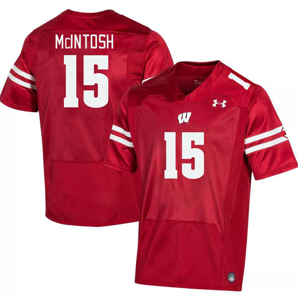 Mens Youth Wisconsin Badgers #15 Tommy McIntosh 2023 Red College Football Game Jersey