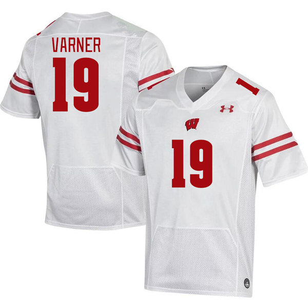 Mens Youth Wisconsin Badgers #19 Darian Varner 2023 White College Football Game Jersey