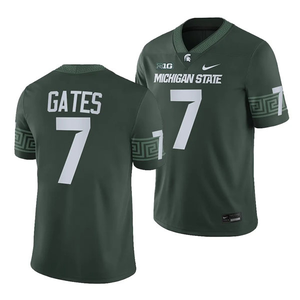 Mens Youth Michigan State Spartans #7 Antonio Gates Jr. 2023 Green Football Game Jersey