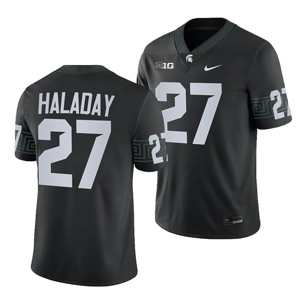 Mens Youth Michigan State Spartans #27 Cal Haladay 2023 Black Alternate Football Game Jersey