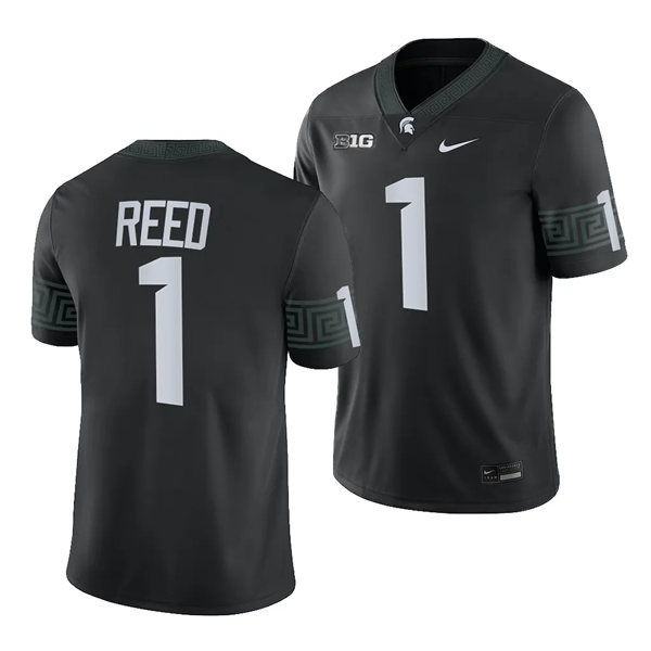 Mens Youth Michigan State Spartans #1 Jayden Reed 2023 Black Alternate Football Game Jersey