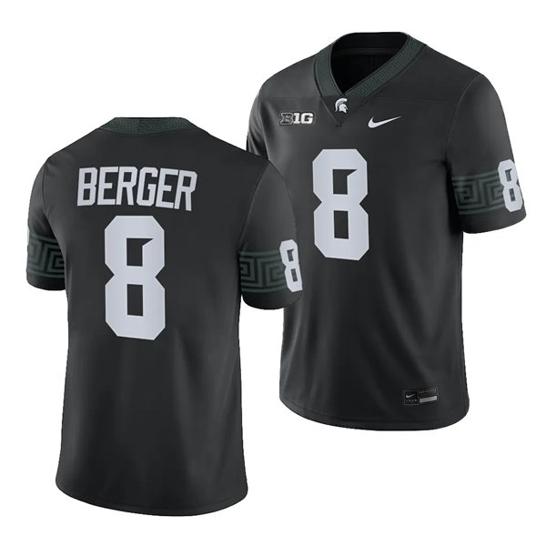 Mens Youth Michigan State Spartans #8 Jalen Berger 2023 Black Alternate Football Game Jersey