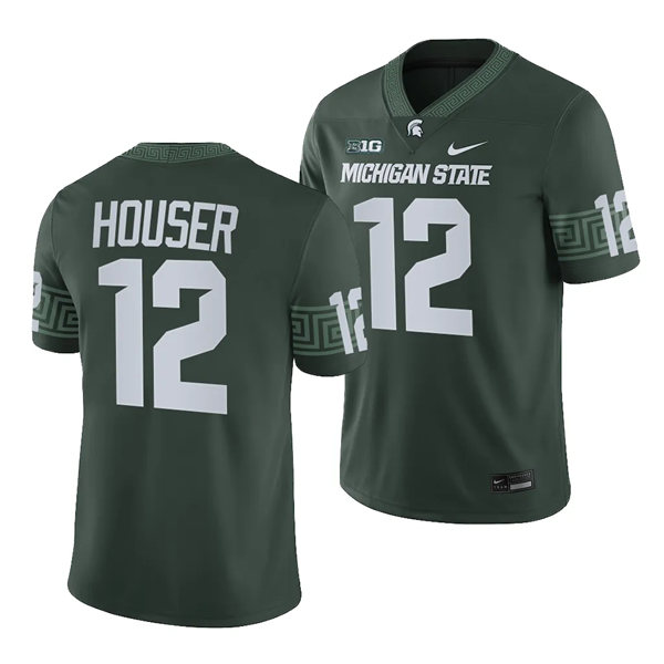 Mens Youth Michigan State Spartans #12 Katin Houser 2023 Green Football Game Jersey