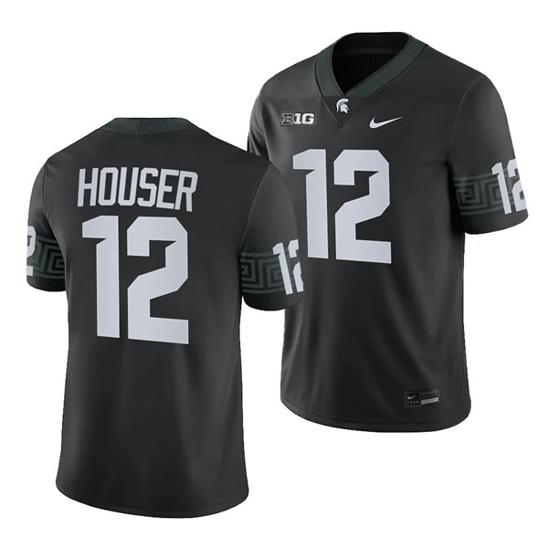 Mens Youth Michigan State Spartans #12 Katin Houser 2023 Black Alternate Football Game Jersey