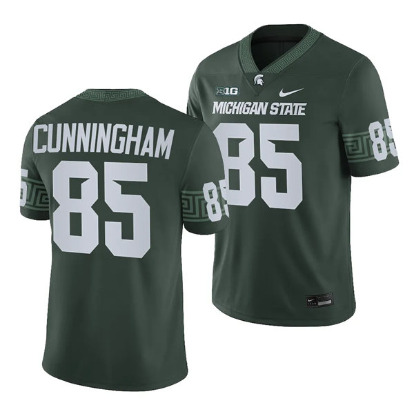 Mens Youth Michigan State Spartans #85 B.J. Cunningham 2023 Green Football Game Jersey