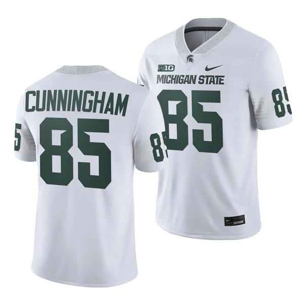 Mens Youth Michigan State Spartans #85 B.J. Cunningham 2023 White Football Game Jersey