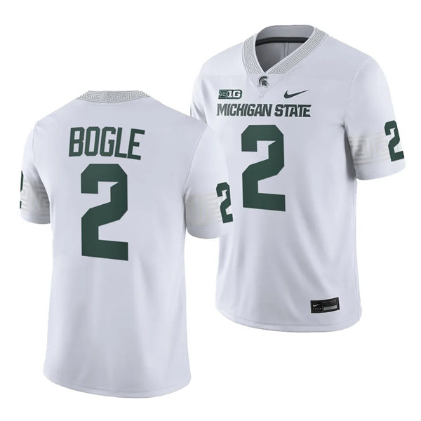 Mens Youth Michigan State Spartans #2 Khris Bogle 2023 White Football Game Jersey