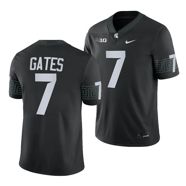 Mens Youth Michigan State Spartans #7 Antonio Gates Jr. 2023 Black Alternate Football Game Jersey