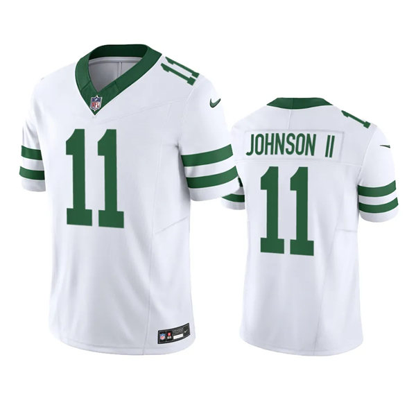 Mens New York Jets #11 Jermaine Johnson II White Legacy Vapor Limited Jersey
