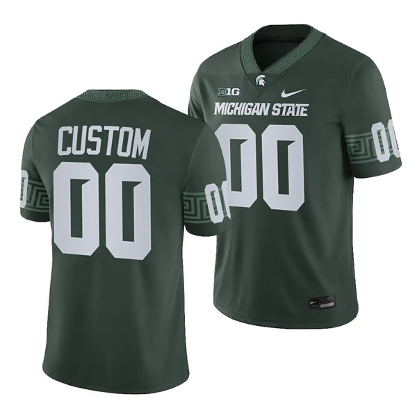 Mens Youth Michigan State Spartans Custom 2023 Green Football Game Jersey 