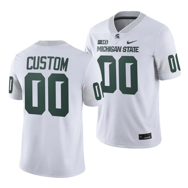 Mens Youth Michigan State Spartans Custom 2023 White Football Game Jersey