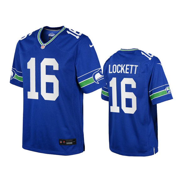 Youth Seattle Seahawks #16 Tyler Lockett Royal Throwback Game Jersey