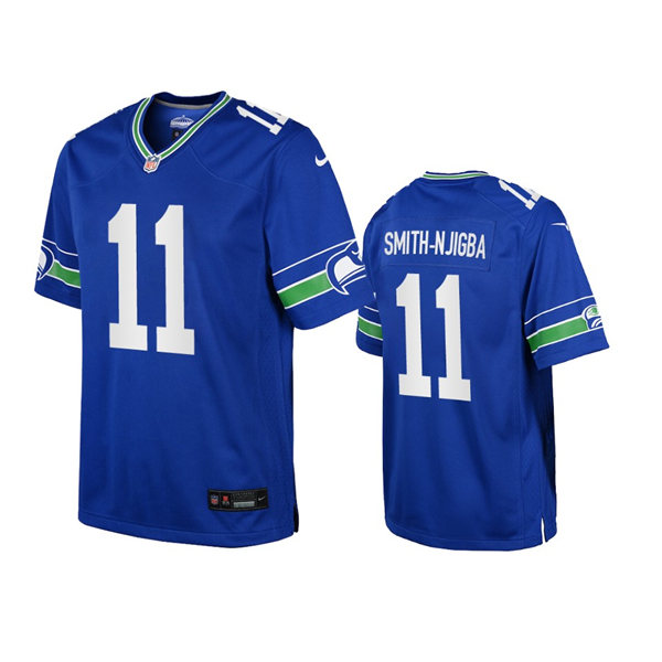 Youth Seattle Seahawks #11 Jaxon Smith-Njigba Royal Throwback Game Jersey