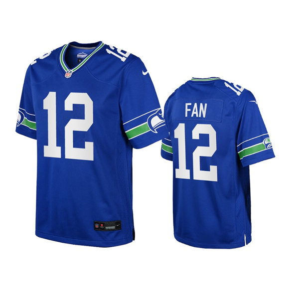 Youth Seattle Seahawks 12th Fan Royal Throwback Game Jersey