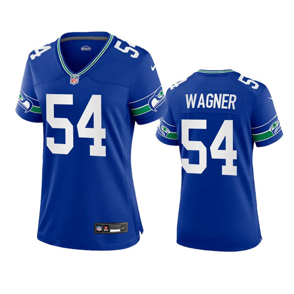 Women's Seattle Seahawks #54 Bobby Wagner Royal Throwback Game Jersey