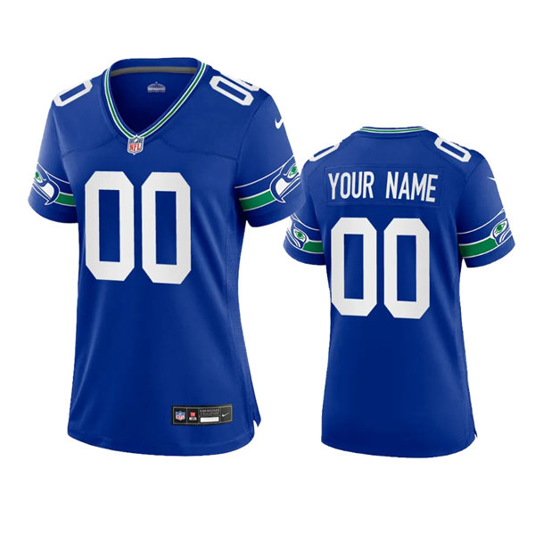 Women's Seattle Seahawks Custom Royal Throwback Limited Jersey