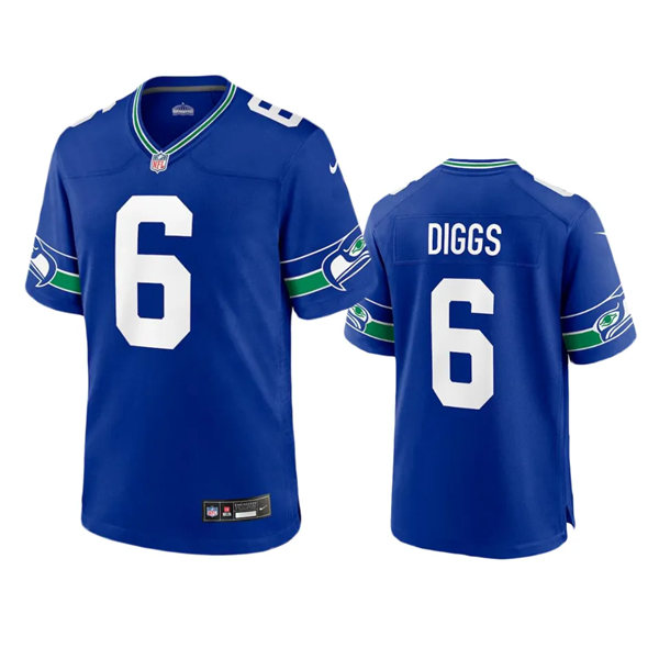 Mens Seattle Seahawks #6 Quandre Diggs Royal 190s Retro F.U.S.E. Limited Jersey