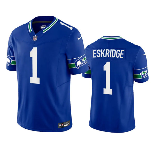 Mens Seattle Seahawks #1 D'Wayne Eskridge Royal Throwback F.U.S.E. Limited Jersey