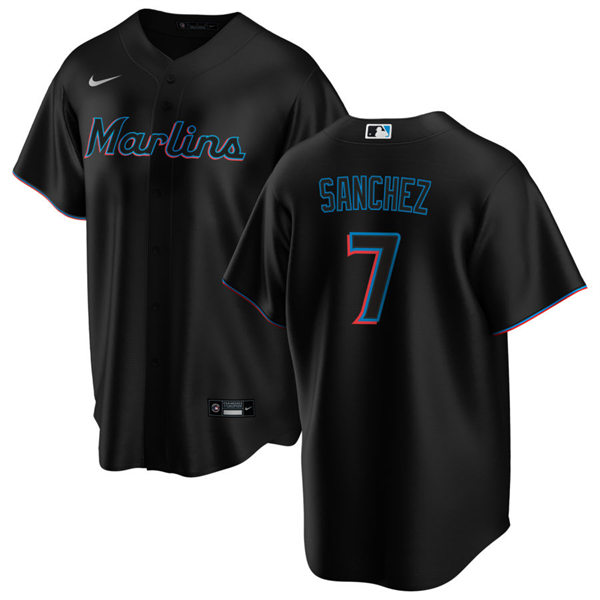 Mens Miami Marlins #7 Jesus Sanchez Nike Black Alternate Replica Jersey
