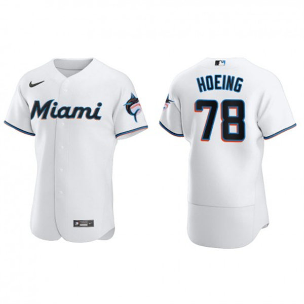 Mens Miami Marlins #78 Bryan Hoeing Nike White Home FlexBase Player Jersey